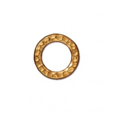 13mm TierraCast Medium Hammertone Ring Links - 24K Gold Plated - Pack of 2