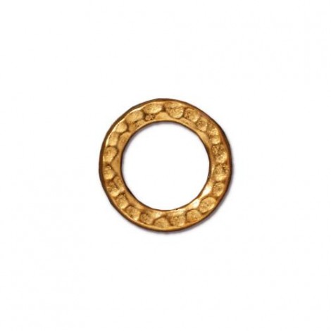 13mm TierraCast Medium Hammertone Ring Links - 24K Gold Plated - Pack of 2