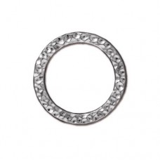 19mm TierraCast Large Hammertone Ring Links - Rhodium Silver Plated