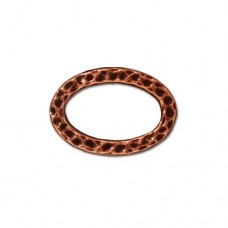 18x12mm TierraCast Oval Hammertone Ring Links - Antique Copper Plated - Pack of 2