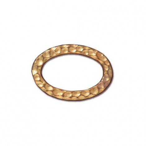 18x12mm TierraCast Oval Hammertone Ring Links - 22K Gold Plated