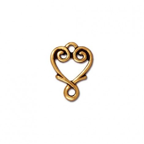 8x12mm TierraCast Vine Heart Link-Drop - 22K Gold Plated - Pack of 2