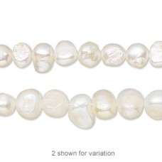 6mm White Freshwater Cultured Semi-Round Potato Pearls - D Grade