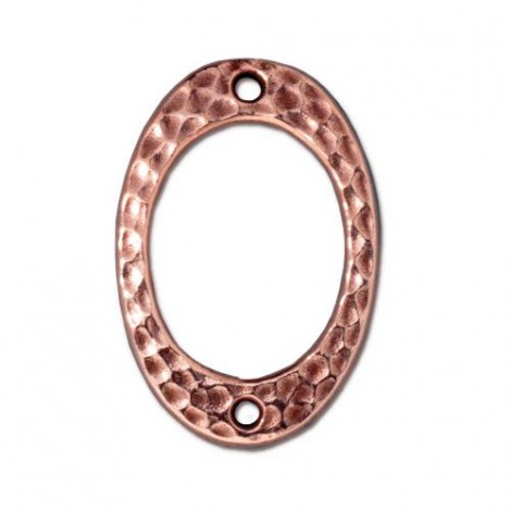25x16mm TierraCast Drilled Hammertone Oval Links - Antique Copper - Each