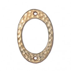 25x16mm TierraCast Drilled Hammertone Oval Links - 22K Bright Gold Plate - Each