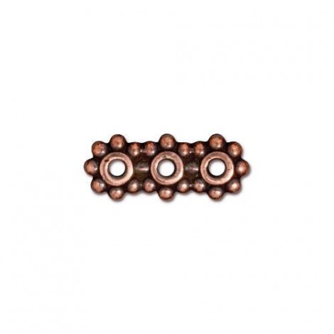 15mm TierraCast 3-Hole Heishi Spacer Bars - Antique Copper