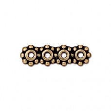20mm TierraCast 4-Hole Heishi Spacer Bars - Antique 22K Gold Plated - Pack of 2