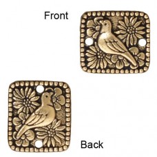 15x13mm TierraCast Paloma Bird Link - Antique 22K Gold Plated - Each