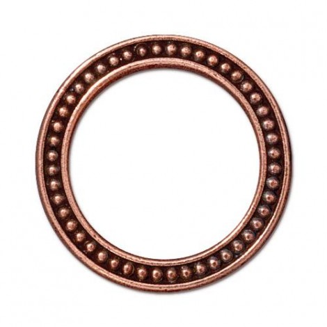 25mm TierraCast Beaded Rings - Antique Copper Plated - Each