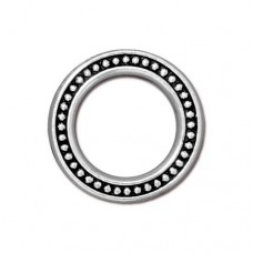 20mm TierraCast Beaded Rings - Antique Fine Silver Plated - Pack of 2