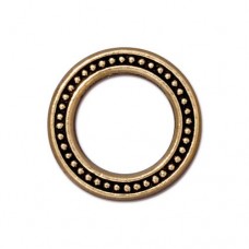 20mm TierraCast Beaded Rings - Antique Gold Plated - Pack of 3