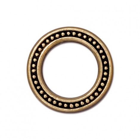20mm TierraCast Beaded Rings - Antique Gold Plated