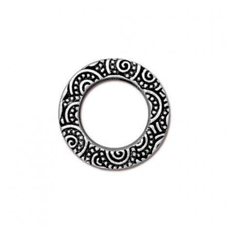 16mm TierraCast Spiral Rings - Antique Fine Silver Plated - Each