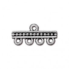 21mm TierraCast Beaded 4-1 Link Bars - Antique Silver - Each