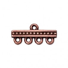 21mm TierraCast Beaded 4-1 Link Bars - Antique Copper - Each