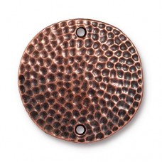 25mm (1") TierraCast Hammertone 2-Hole Disk Links - Antique Copper plated