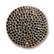 25mm (1") TierraCast Hammertone 2-Hole Disk Links - Brass Oxide - Each