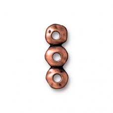 7x18mm TierraCast 3-Hole Nugget Link Bar - Antique Copper - Pack of 2