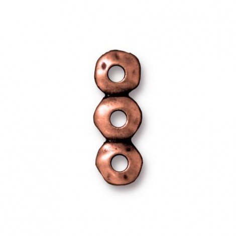 7x18mm TierraCast 3-Hole Nugget Link Bar - Ant Copper