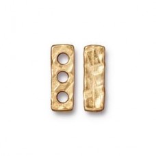 14x4.7mm TierraCast Leather Ready  3-Hole Spacer Bars - 22Kt Bright Gold Pl - Pack of 2