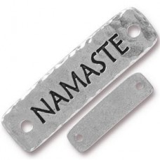 40x12mm TierraCast Namaste Link - Antique Fine Silver Plated