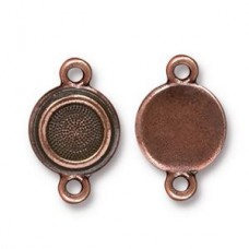 20x12mm TierraCast Stepped Bezel Link - Ant Copper - Each