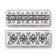 26x9mm TierraCast Ethnic Link Bar - Antique Fine Silver Plated - Each