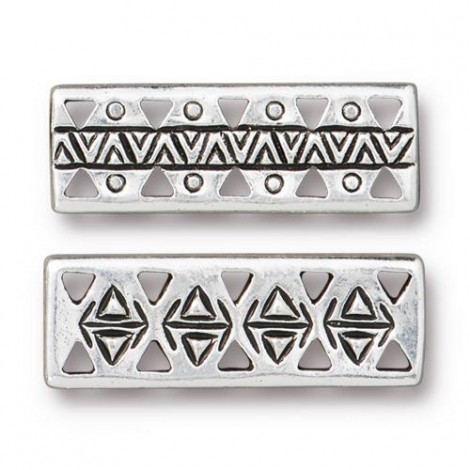 26x9mm TierraCast Ethnic Link Bar - Antique Fine Silver Plated