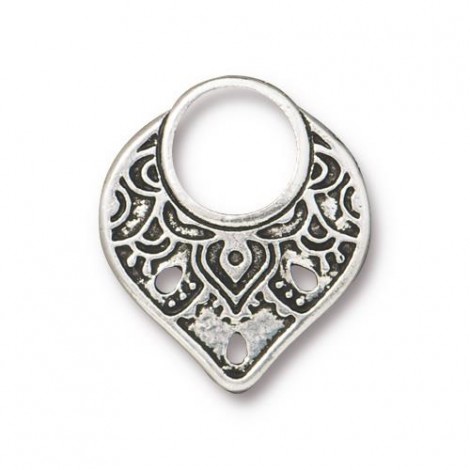 22x19mm TierraCast Temple Ring Link - Antique Fine Silver Plated - Each