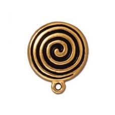 17mm Spiral Ant Gold TierraCast Clip-on Earrings w/loop