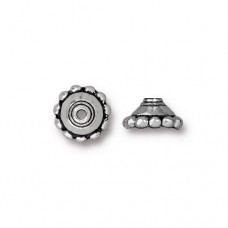 8mm TierraCast Beaded Beadcaps - Antique Silver Plated - Pack of 2