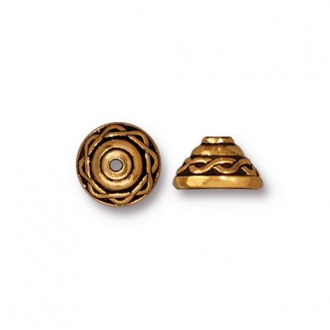 8mm TierraCast Celtic Beadcap - Antique 22K Gold Plated - Pack of 2
