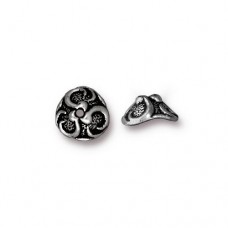 7.5mm TierraCast Lily Beadcap - Antique Silver - Pack of 2