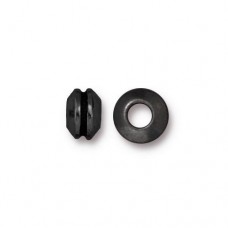 7.5x5mm TierraCast Large Hole Grooved Spacer Beads - Black Oxide