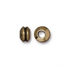 7.5x5mm TierraCast Large Hole Grooved Spacer Beads - Brass Oxide