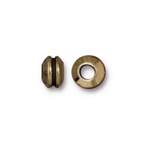 7.5x5mm TierraCast Large Hole Grooved Spacer Beads - Brass Oxide
