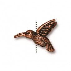 12x19mm TierraCast Hummingbird Bead/Charm - Antique Copper Plated - Pack of 2
