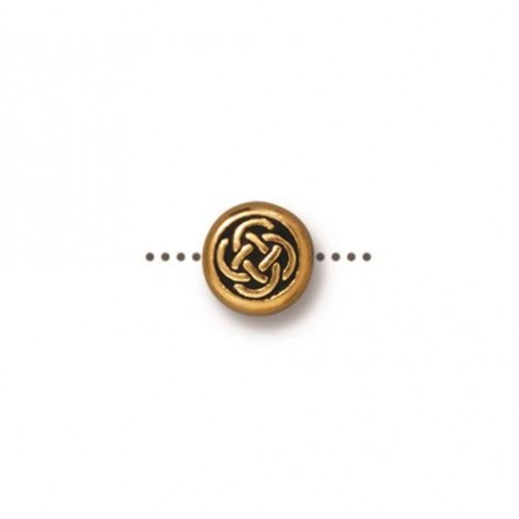 7mm TierraCast Celtic Circle Bead Charm - Antique 22K Gold Plated - Pack of 2