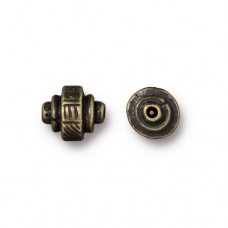 9x7mm TierraCast Brass Oxide Ethnic Barrel Beads - Pack of 2