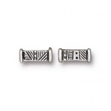 9mm TierraCast Ethnic Short Spacer Beads - Antique Silver - Pack of 2