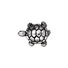 15mm TierraCast Turtle Beads - Antique Silver Plated