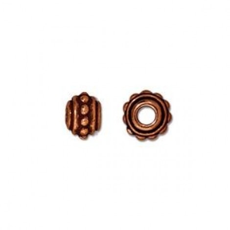 5x7mm TierraCast Beaded Spacers - Antique Copper - Pack of 2