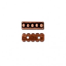 10mm TierraCast 2-Hole Beaded Spacer Bar - Ant Copper