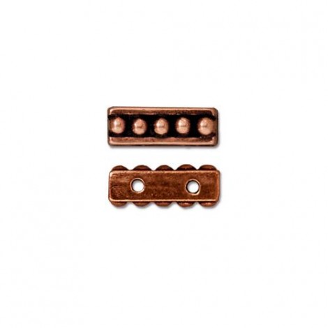 10mm TierraCast 2-Hole Beaded Spacer Bar - Ant Copper