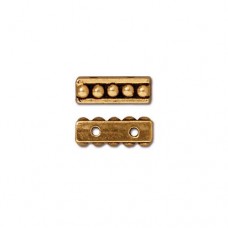 10mm TierraCast 2-Hole Beaded Spacer Bar - Antique Gold Plated