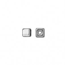 4mm TierraCast Cube Bead - Bright Fine Silver Plated - Pack of 5