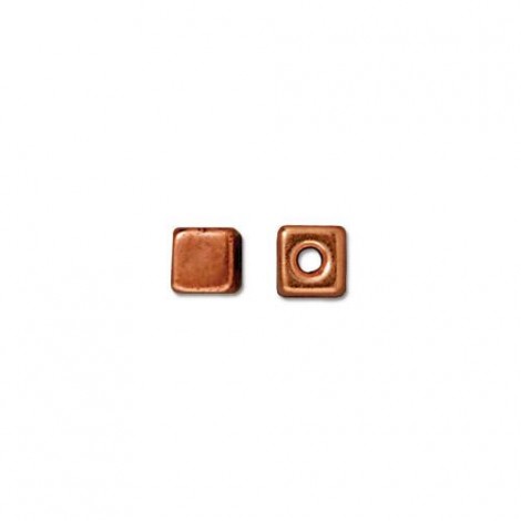 4mm TierraCast Cube Bead - Antique Copper Plated