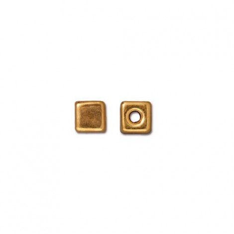 4mm TierraCast Cube Bead - Bright 22K Gold Plated