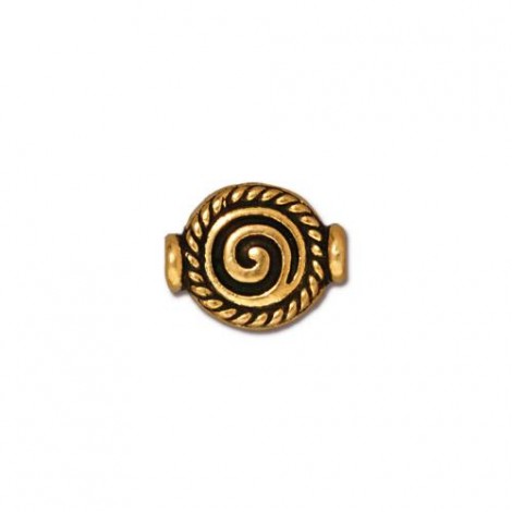 9.5mm TierraCast Fancy Spiral Beads - Antique Gold