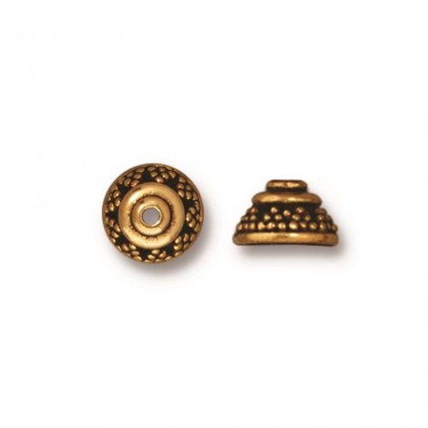 8mm TierraCast Bali Style Beadcap - Antique 22K Gold Plated - Pack of 2